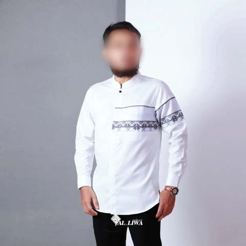 Al liwa official - KEMEJA KOKO KURTA SUBLIME BATIK LENGAN PANJANG BERKUALITAS WARNA PUTIH NAVY MOCCA ABU HITAM OLIVE M