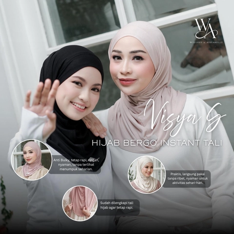 Sakura Baru - Sakura Baru X Willofi x Aisyahellyy - Hijab Visya Bergo Instan Tali Bandana Rayon Size S T