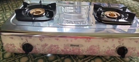 Rizki Electronics - RINNAI KOMPOR 2 TUNGKU BUNGA RI-712AF STAINLESS API BESAR