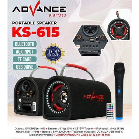 Advance Digitals Indonesia - Speaker Portable KS-615 Ukuran 5 inch Free 1 Mic Wireless