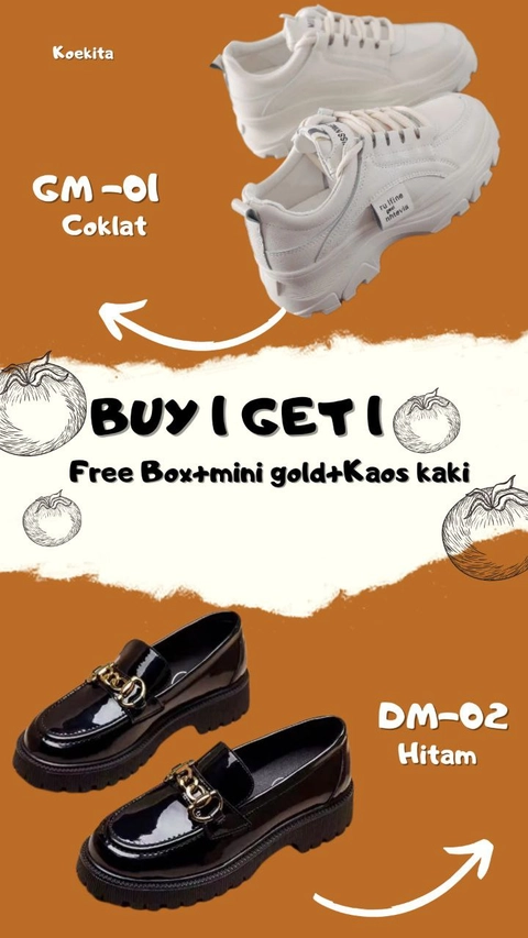 Koekita - Buy 1 Get 1 Sepatu Kets Sneakers Wanita Korean Nhtevia GM-001 & DM-002