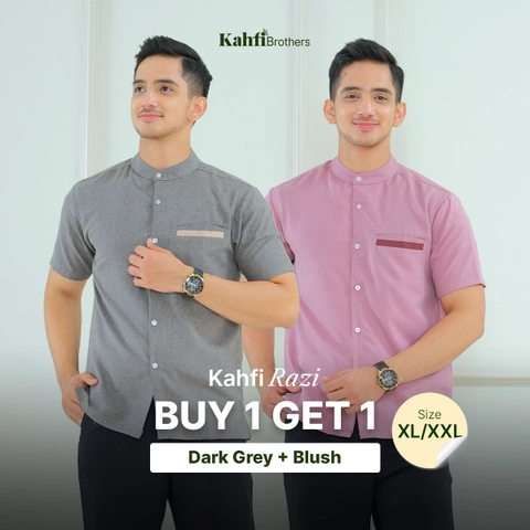 B1G1 - Koko Pria Katun Madinah - RAZI Dark Grey Blush XL/XXL