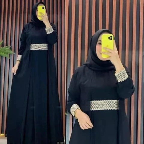 Muslim Clothing - Muslim Clothing - Salsa Dress / Gamis Ceruty Babydoll Terlaris Full Puring Aplikasi Renda / Fas