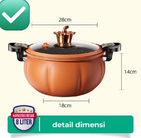 Rizki Electronics - Panci Presto Labu 8 Liter Wajan Panci Presto Coating Batu Premium Quality