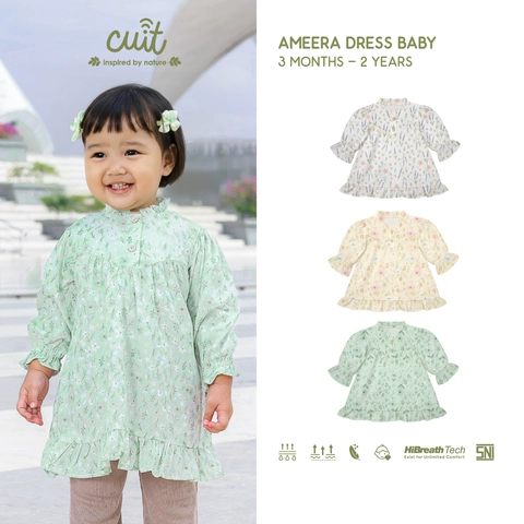 Kintakun Baby - [RAYA SERIES] Cuit Ameera Baju Bayi Perempuan Dress Viscose Twill 3 Bulan - 2 Tahun