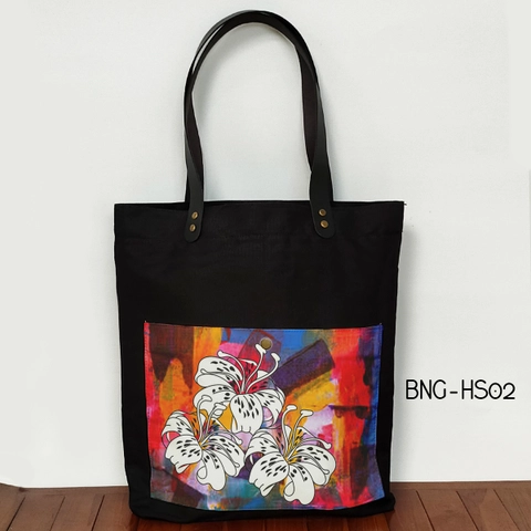 Dewani Totebag Canvas saku Seri Bunga 02