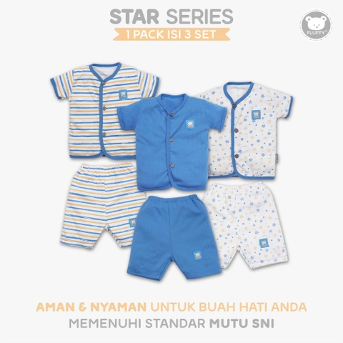 FLUFFY - FLUFFY - FLUFFY Setelan Baju Pendek Pendek STAR (Isi 3Psng) SBD3S SRB SML