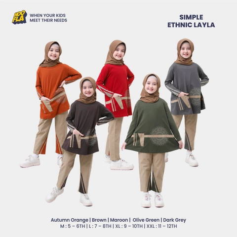 Hoofla - Setelan anak perempuan Simple Ethnic Layla