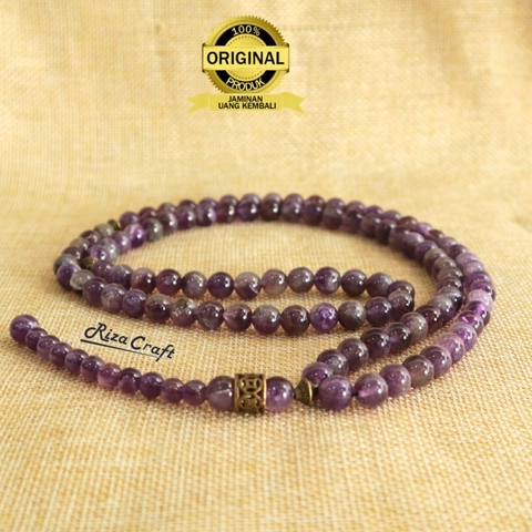 Riza Craft - Tasbih Batu Akik Kecubung Ungu ASLI Original 99 Butir