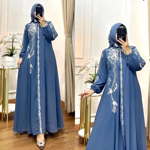 Alifa Shop - Gamis Kondangan/Bunga Dress/Gamis Ceruty Babydoll/Gamis Lebaran/Gamis Terbaru