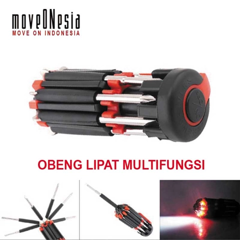 Moveonesia - Obeng 8 in 1 Senter Lampu LED Multifungsi Perkakas Screwdrivers Travel