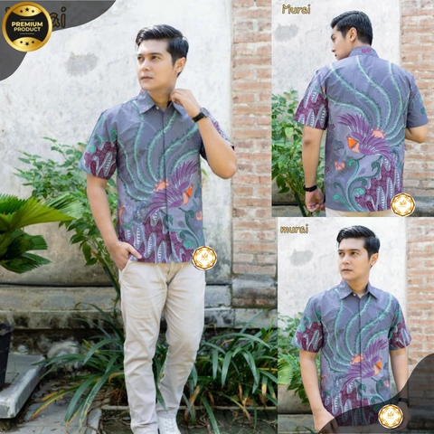 Rambe Batik Indonesia - Batik Tulis Pria Katun Primisma Berlapis Trikot Kode Murai