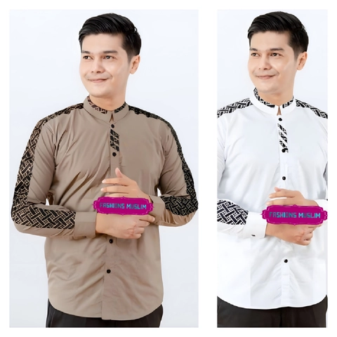 Kois Batik - Baju Muslim Pria Dewasa Koko kombinasi Batik lengan panjang