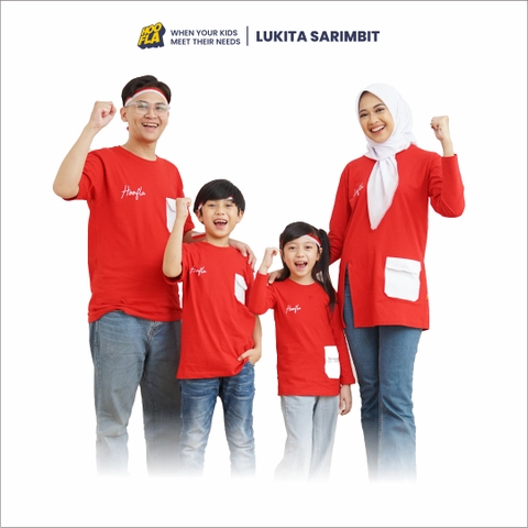 Hoofla - HOOFLA - LUKITA - Baju Kaos Couple Keluarga Ayah Ibu Anak Warna Merah