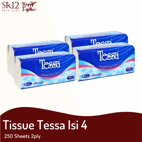 SR12 Jatim - Tissue Tessa 250 sheets 2 ply 4 pcs / Facial Tissue / Tisu Wajah / Tisu Tessa
