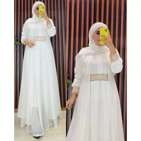 diesa - Gamis Dress Kondangan 2 Layer Bahan Ceruty Full Furing Salsa