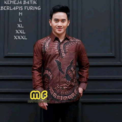 Batik Mafaza - Kemeja Batik Baju Pria Berlapis Furing Warna Terbaru Sangat Nyaman Dipakai Motif mahogany