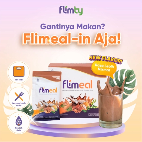 Flimty Bandung - VARIAN BARU - Meal Replacement Diet Cereal Rasa Coklat Susu 1 Box Isi 12 Sachet