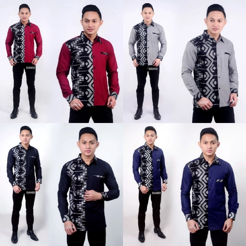 Batik Alfin - Baju koko Batik kombinasi bordir Lengan panjang model terbaru bagus banget koko dewasa