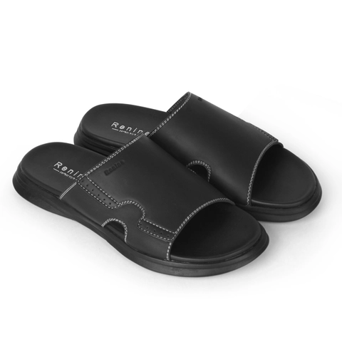 RENINE ALZ 9005 Black - Coffee Sandal Kulit Pria Slop