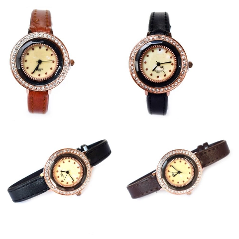 Lanc Fashion - jam Glamour Diamond Kulit Female Pure Simpel
