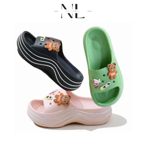 NO LABEL - Sandal Slop Wanita Wedges Hak 5 cm Korean Style (NL 17)