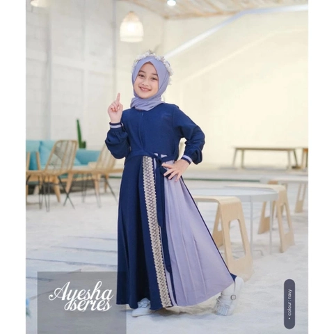 Muslim Clothing - Muslim Clothing-Ayesha Kids Gamis Tanggung Anak Perempuan All Size Fit To 7-9 Tahun OOTD Lebaran