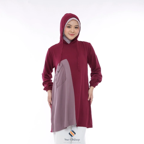 Sseolshop - MAVIS tunik atasan wanita rayon twill terbaru 2025 lengan panjang jumbo