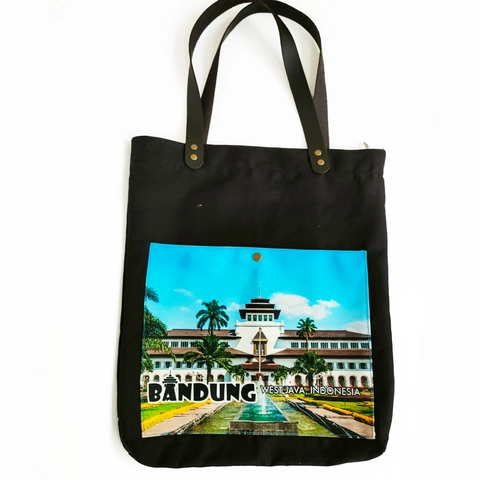 Dewani - Dewani Totebag Canvas Hitam BDG H02 Tas Kanvas Seri Bandung