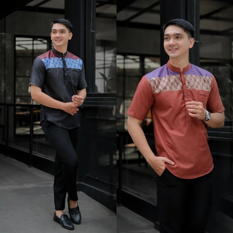 Batik Alfin - Baju koko pria dewasa Lengan pendek motif Songket bagus banget