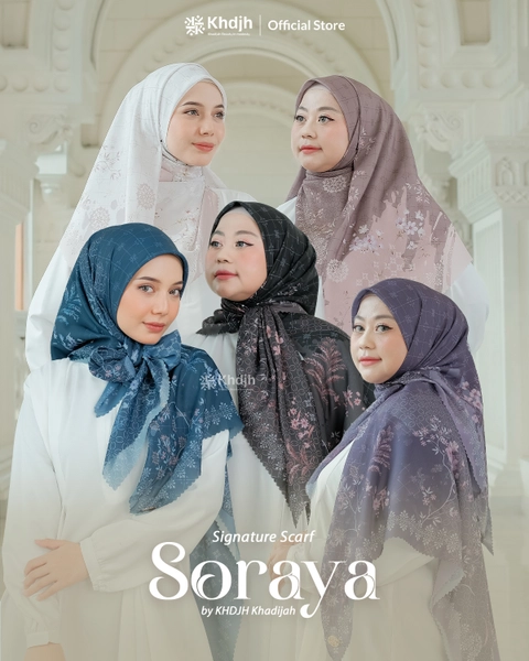 KhadijahLabel - Hijab Segi Empat Printing Hijab Voal Scarf Premium Hijab Terbaru Motif Soraya