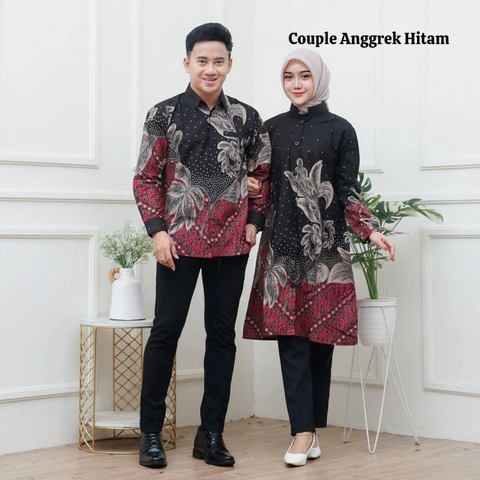 Kois Batik - Batik sarimbit kemeja dan tunik terbaru siap seragam motif anggrek hitam