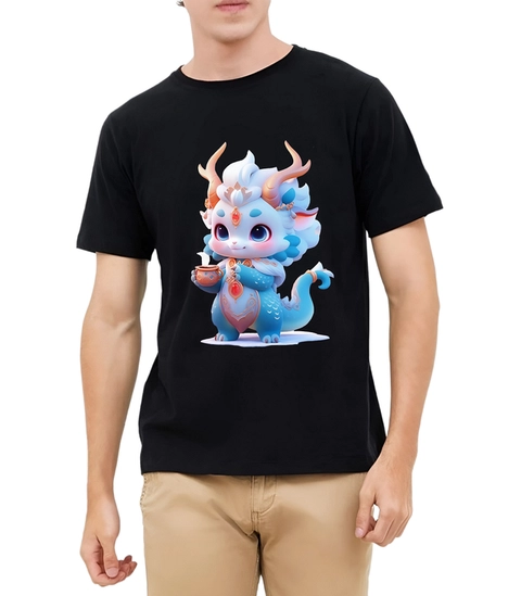 astro - Kaos Pria Gambar 3Dimensi Naga Biru Gelas