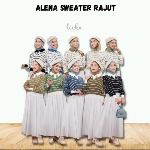 Leika - ALENA BASIC SWEATER RAJUT ATASAN WANITA DEWASA GARIS-GARIS