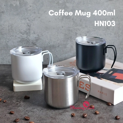 Blooming_Deal - Tumbler Coffee Mug Coffee Tea Cup Stainless Steel 400ml