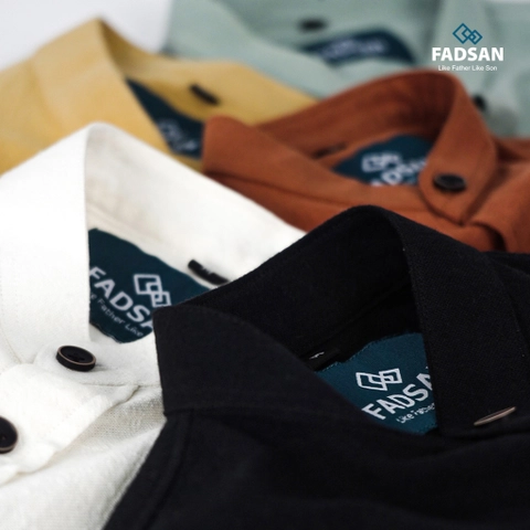 FADSAN - Kemeja Polos Semi Formal Couple Ayah dan Anak Warna Black -Tufy Series