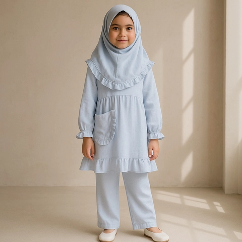 Jckidswear - Setelan Tunik Anak Putih Gratis Hijab
