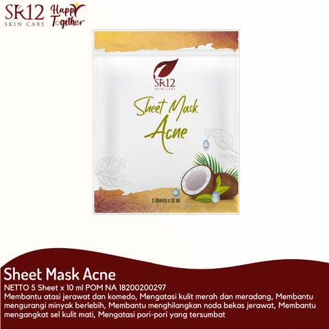 Sheet Mask Acne SR12 Masker Topeng Mengatasi Jerawat Komedo Bruntusan Melembabkan Kulit