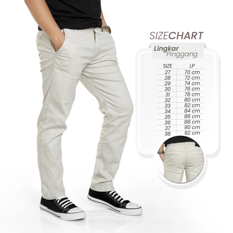 Catenzo Official - Catenzo x Coverago Celana Chino Panjang Slim Fit Casual Pria Cream VPM 001