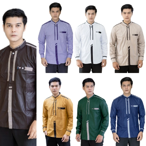 Khisna collection - Baju koko laki laki dewasa muslim motif katulistiwa
