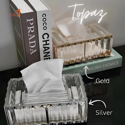 Level One Home Gallery - Topaz Blink kotak tissue make up kaca kristal gold premium mewah elegant