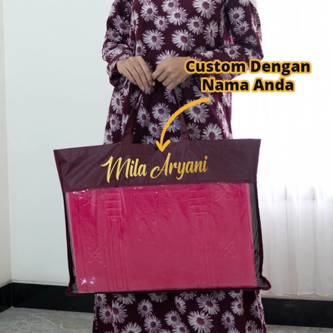 Sajadah Sandar - Sajadah Sandar Multifungsi Untuk Sandar / Sender / Duduk / Lipat - Asyraf Custom Nama - Pink