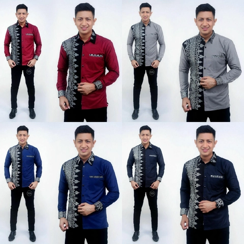 Batik Alfin - Baju koko muslim dewasa lengan panjang kombinasi batik bagus banget