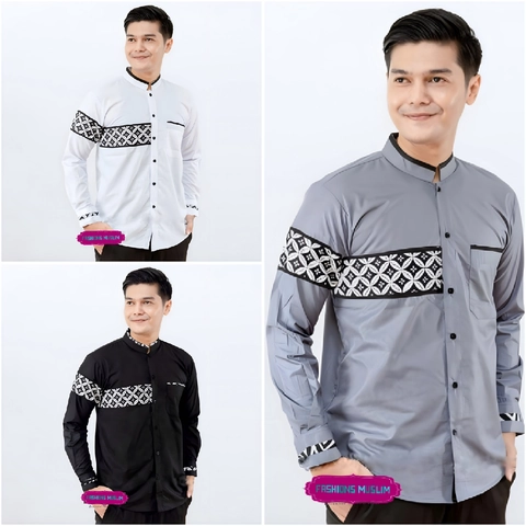 Kois Batik - Baju Koko Muslim Pria Dewasa kombinasi Batik simpel sekali keran