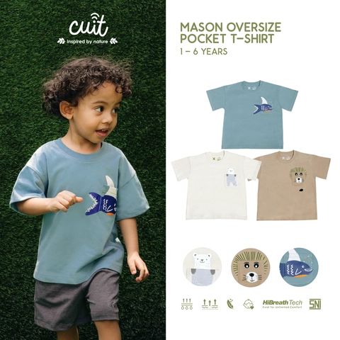 Kintakun Baby - KINTAKUN BABY X CUIT Mason Kaos Tangan Pendek Oversize Pocket T-Shirt Anak 1 - 6 Tah