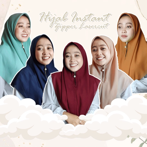 Jembar - Hijab Instan Segiempat Resleting Laser Cut