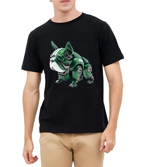 astro - Kaos Pria Gambar 3Dimensi Bulldog Robot