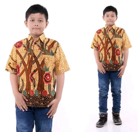 Batik Berjaya - Kemeja pendek batik anak atau hem batik anak
