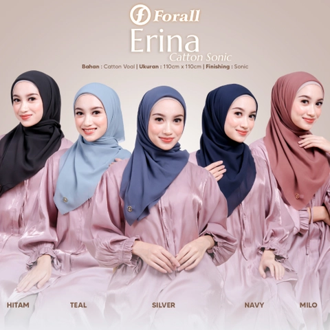 Forall - Paris Premium Forall - Hijab Segiempat Polos ERINA Logo Plat Gold