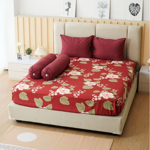 Kintakun - Sprei Dluxe Aini Bunga Merah Microtex